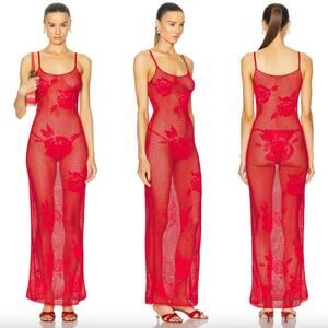 Heavy Manners | NWT Say It with Flowers Red Crochet Knit Maxi Dress M